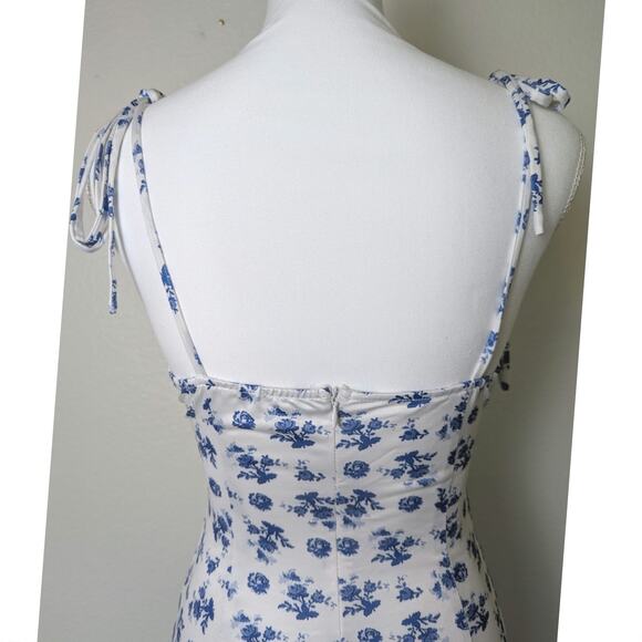 Parthea Blue Tie Strap Bodycon Mermaid Floral Maxi Dress Women Size M Bloomcore - Picture 8 of 13